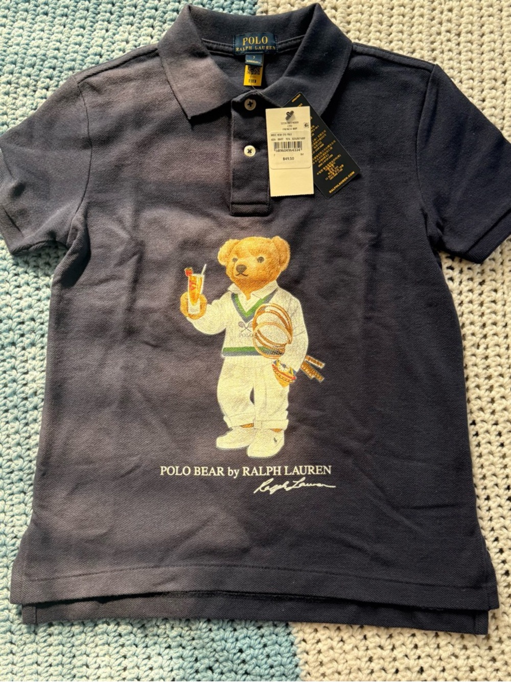 Ralph Lauren Navy Polo Bear Embroidered Short-Sleeve Polo